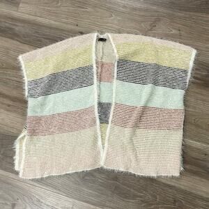 Coco + Carmen Fuzzy Striped Poncho - One Size